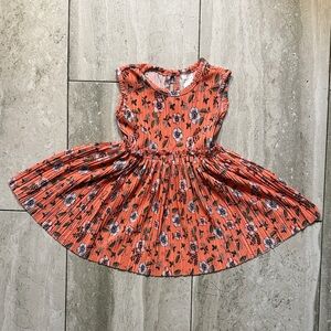 Girls Floral Coral Sleeveless Dress